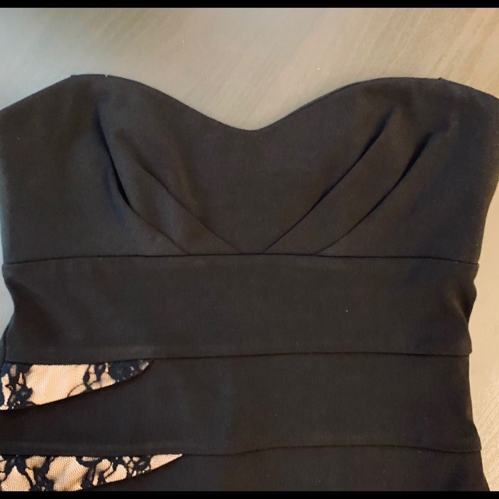 🔹 CITY STUDIO Black w/Lace Strapless Dress Sz. S - Picture 3 of 13